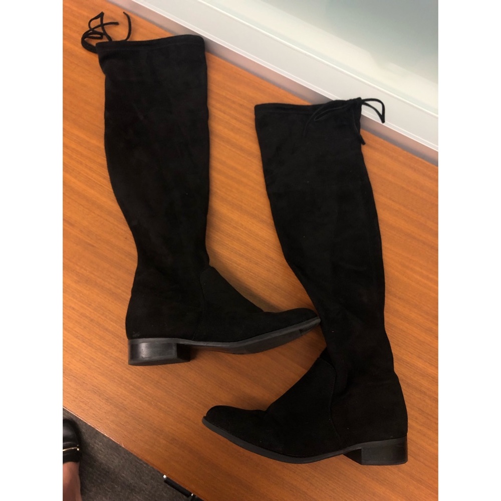 Over the knee black suede boots